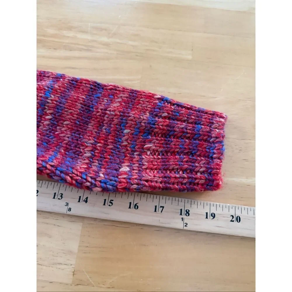 Zara Oversized Chunky Knit Pullover – Red Multi (Marled) – Size M